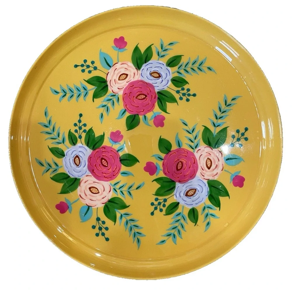 Hand Painted Metal Bright Yellow Flowers 15.5